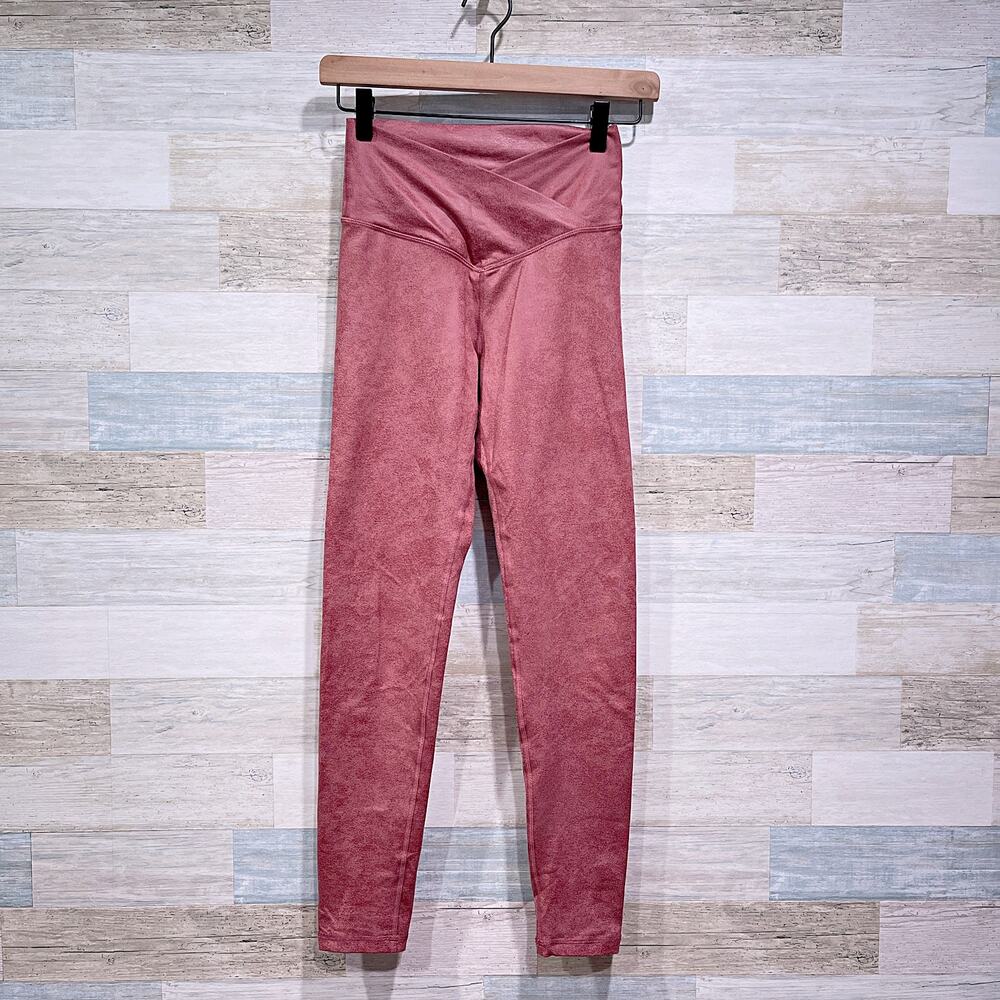 AERIE OFFLINE Hugger Crossover High Waisted Crackle Legging Mauve Womens Small